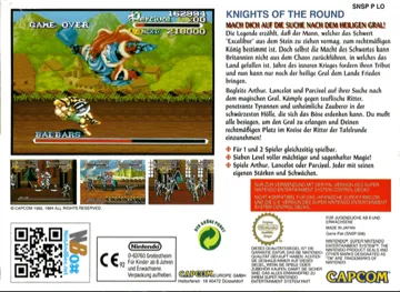 Knights of the Round (Europe) box cover back